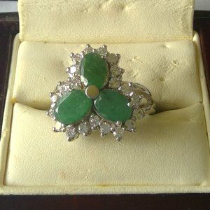 Ring, Emerald and CZ, size 6